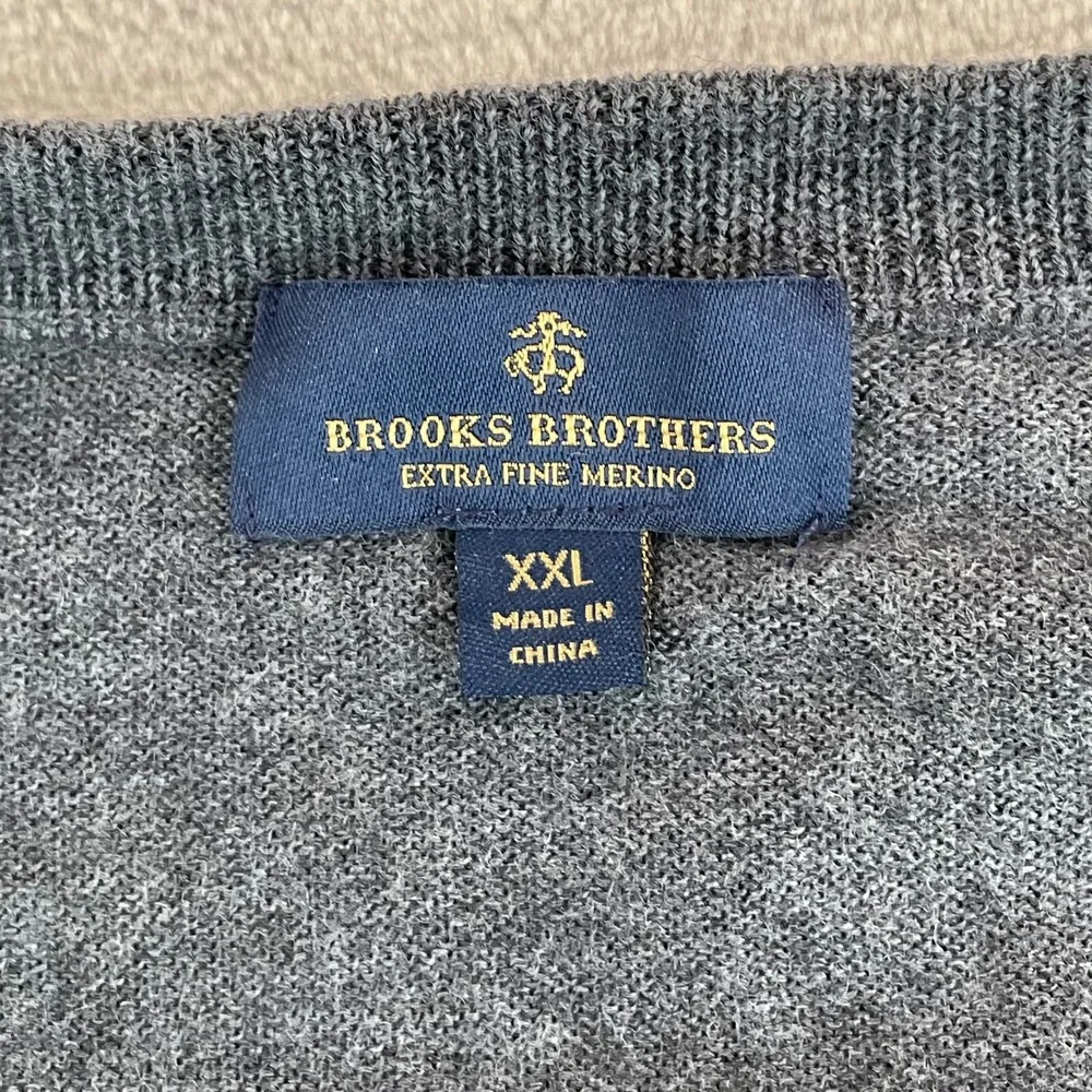 Brooks Brothers V Neck Vest Men 2XL Grey Extra Fine Merino Wool Houndstooth NWOT